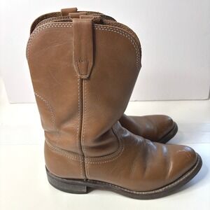 Vintage Mens Vulcan Brown Leather Cowboy Western‎ Boots Size 8 D Made in USA SEE